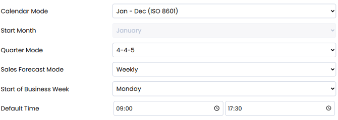 Calendar Settings