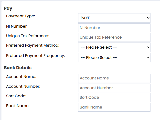 Candidate Pay Tab - PAYE 1