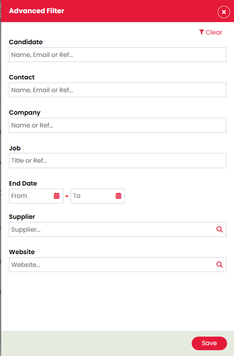 Contracts out - Advanced Filters