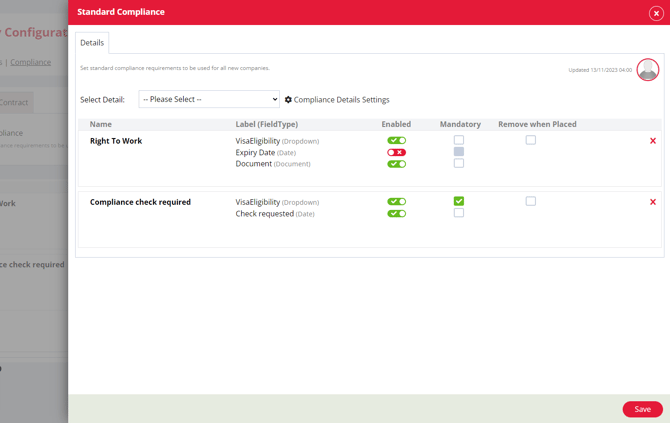 Edit Standard compliance