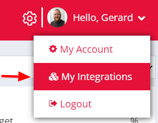Screenshot: My Integrations on menu