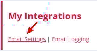 Screenshot: Email Settings Menu Option