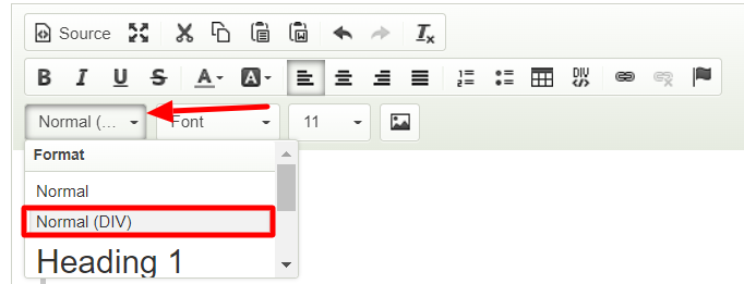 Formatting controls showing how to select formatting style