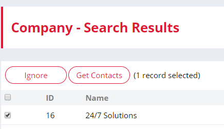 Company Search Available Actions