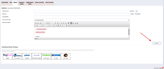 Preview Button Location