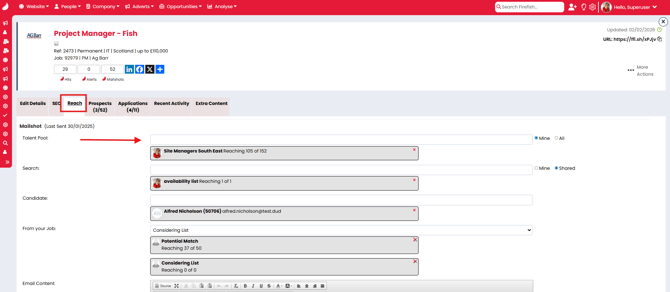 Screenshot: Selecting recipients