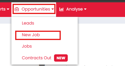 Screenshot: Jobs tab with New Job option highlighted