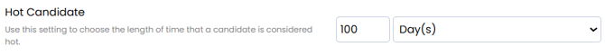 A screenshot showing the hot candidate timeframe in settings