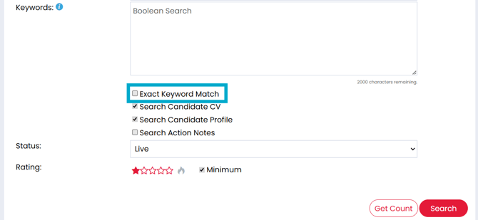 Screenshot: Exact Keyword Match 