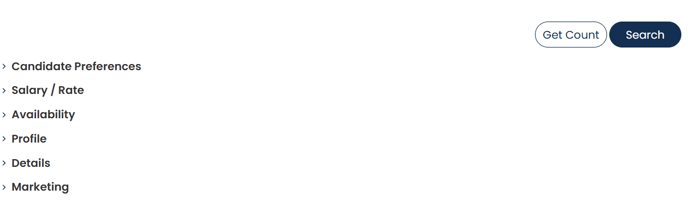 Screenshot: Candidate Search Filters
