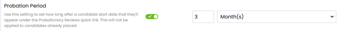 Screenshot: Probationary Review settings in Job Configuration