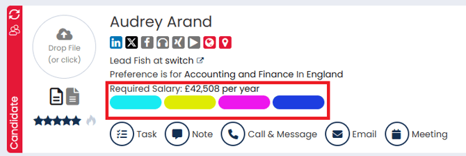 image of candiate header with engagement indicators highlighted