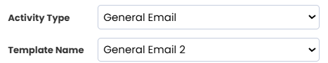 An image showing the email template drop down options on a candidate record