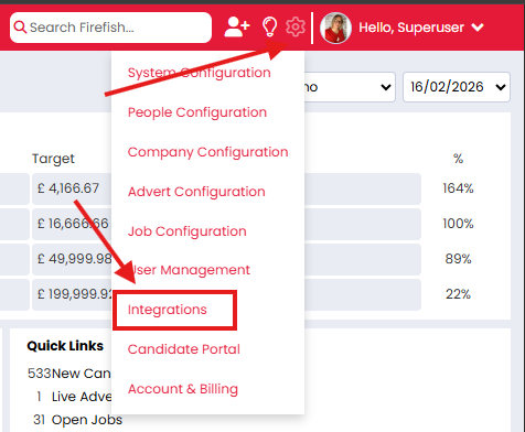 Screenshot: Settings > Integrations
