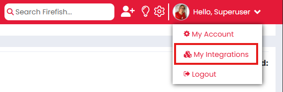 Screenshot: My Integrations menu choice