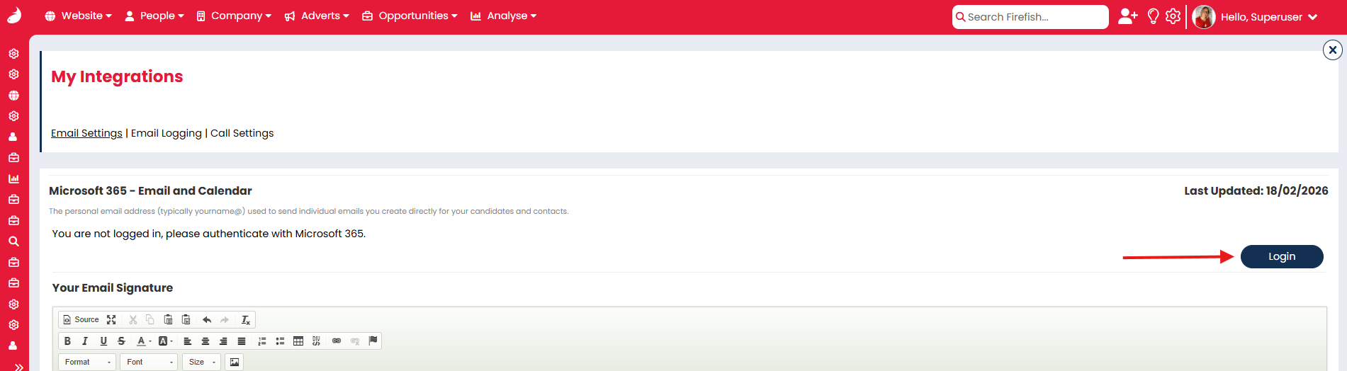 Personal email integration: Login Button