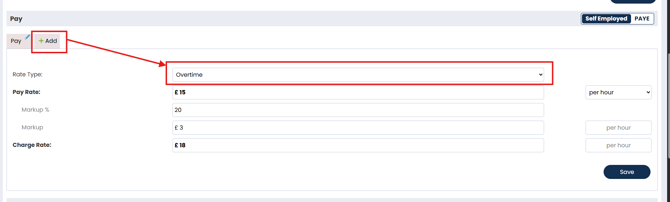 Screenshot: Add additional rate modal