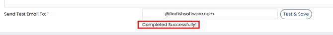 Screenshot: Send Test Email and confirmation