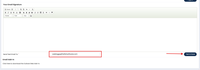 Scrrenshot: Sent Test & Save Location