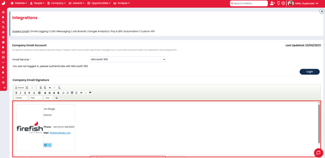 System Email Integration - Signature Field