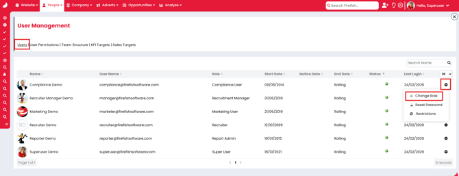 Change role option within the cog menu