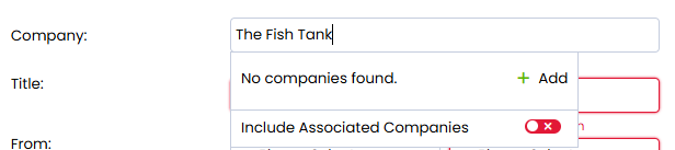 An image showing how to add a new company via the employment history section