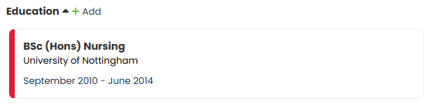 An example of a completed education log