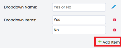 An image showing how to add a new drop down option