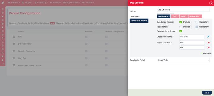 An image showing the Compliance Details tab