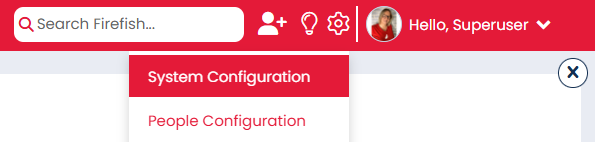 An image showing the System Configuration area and how to access it via the cog