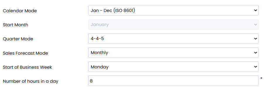 An image showing the calendar settings