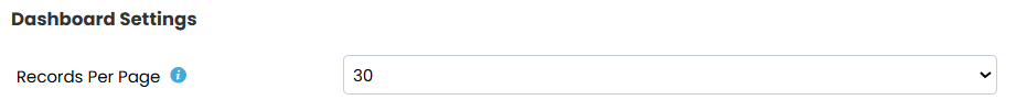 An image showing the Records Per Page setting
