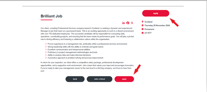 Screenshot: Advert Apply