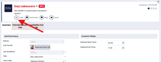 main page - arrow to tasks
